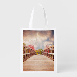 Rustic Wooden Bridge in the Country Grocery Bag