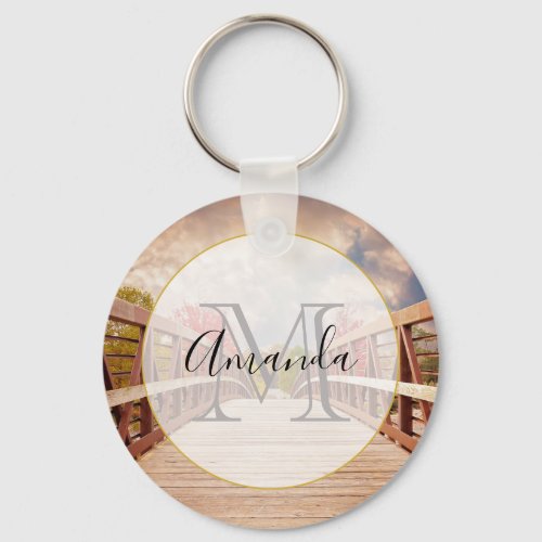 Rustic Wooden Bridge in the Country Keychain