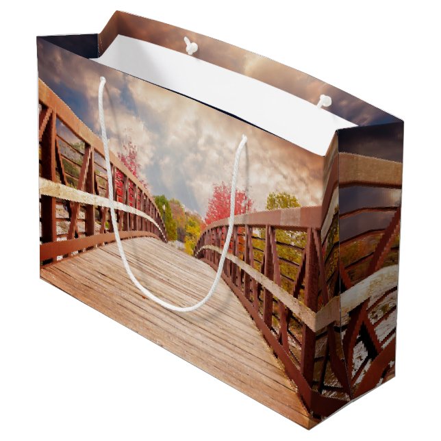  Rustic Wooden Bridge in the Country Large Gift Bag (Back Angled)