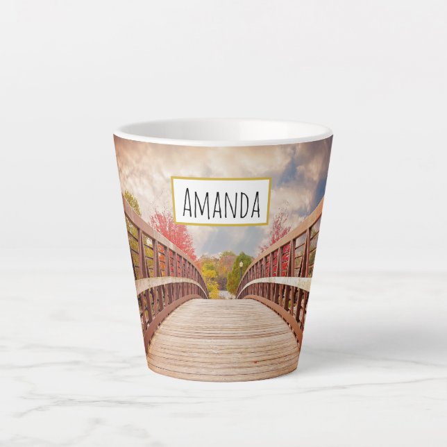  Rustic Wooden Bridge in the Country Latte Mug (Front)