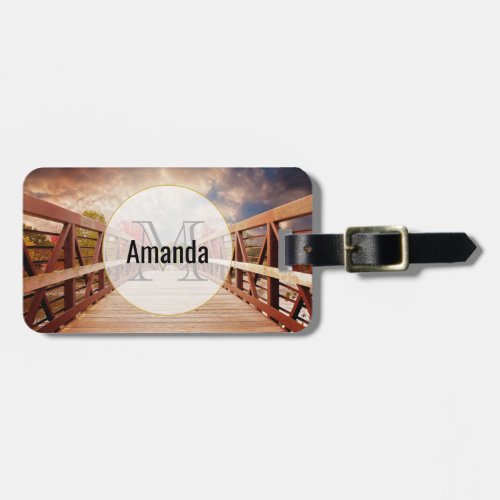 Rustic Wooden Bridge in the Country Monogram Luggage Tag