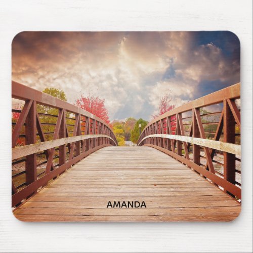 Rustic Wooden Bridge in the Country Mouse Pad