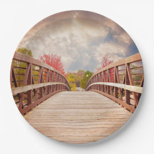 Rustic Wooden Bridge in the Country Paper Plates