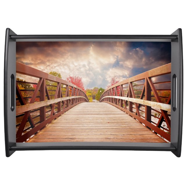 Rustic Wooden Bridge in the Country Serving Tray (Front)
