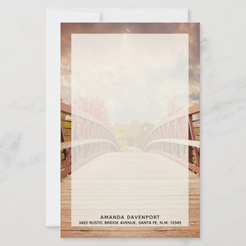 Rustic Wooden Bridge in the Country Stationery