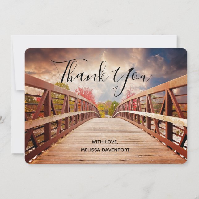 Rustic Wooden Bridge in the Country Thank You Card (Front)