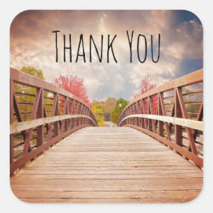 Rustic Wooden Bridge in the Country Thank You Square Sticker