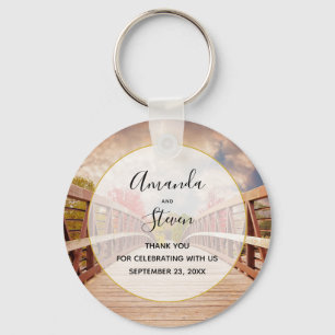 Rustic Wooden Bridge in the Country Wedding Keychain