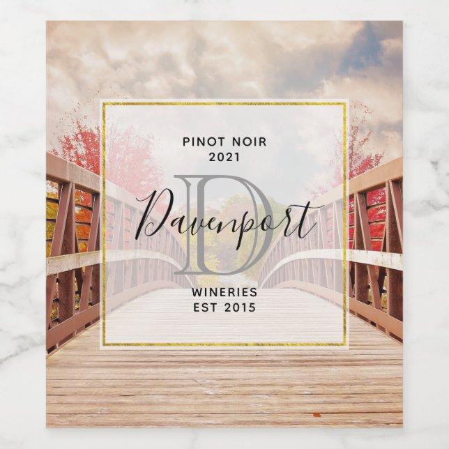 Rustic Wooden Bridge in the Country Wine Making Label (Single Label)