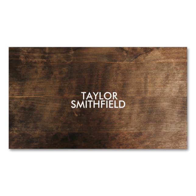 RUSTIC WOODEN BUSINESS CARD MAGNET (Front)