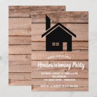 Rustic Wooden Chimney Housewarming Invitation