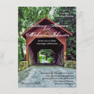 Rustic Wooden Covered Bridge Wedding Invitation