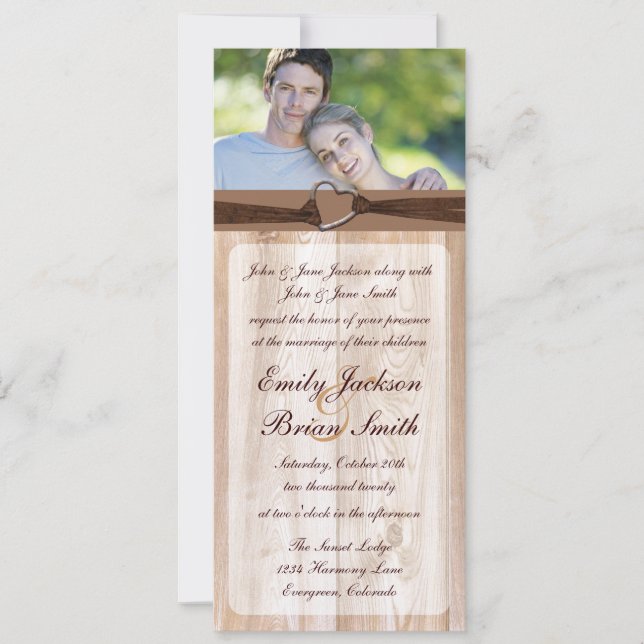 Rustic wooden customizable rack wedding cards (Front)