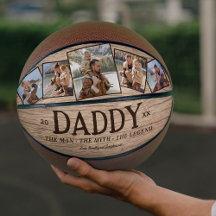 Rustic Wooden “Daddy” Photo Basketball Keepsake