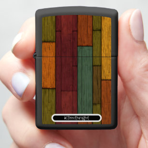Rustic Wooden Door" - Custom Matte Black Zippo Lighter