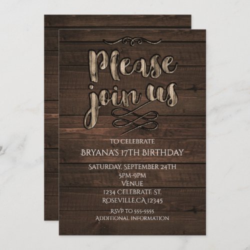 Rustic Wooden Elegant Any Event Party Invitation