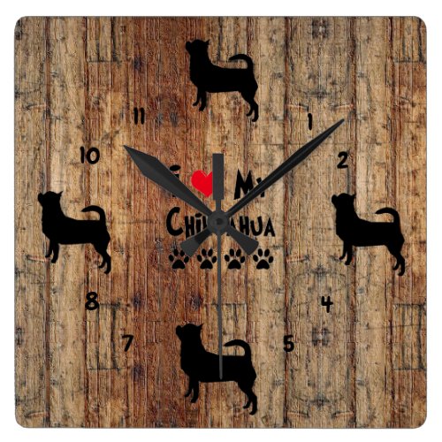 Rustic Wooden Faux Chihuahua Wall Clock