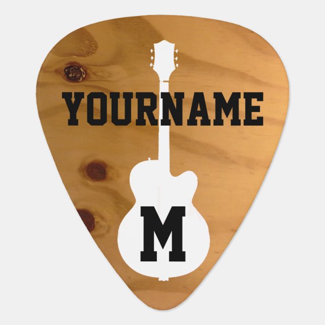Rustic Wooden / Faux Wood Photo Guitar Pick (Front)