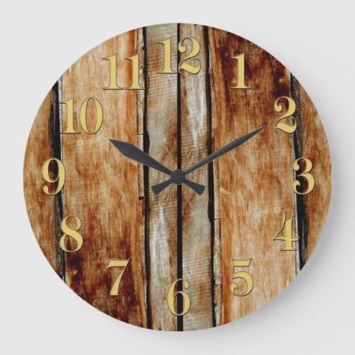 Rustic Wooden Fence Boards Effect Clock