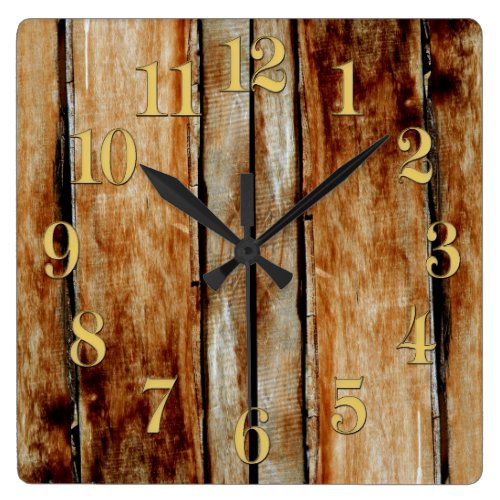 Rustic Wooden Fence Boards Timber-Effect Clock