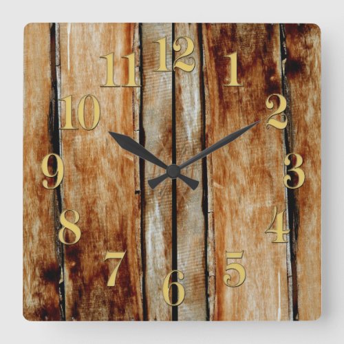 Rustic Wooden Fence Boards Timber_Effect Clock