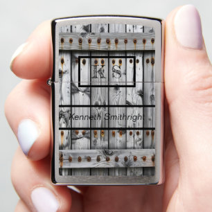 Rustic Wooden Fence Windproof Flame Zippo Lighter