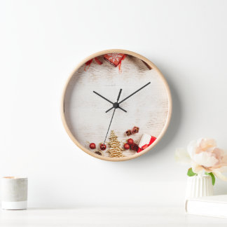 Rustic Wooden Frame Christmas Wall Clock