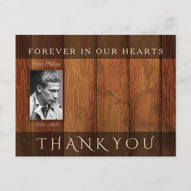 Rustic Wooden Frame Sympathy Thank You Postcard 2 (Front)