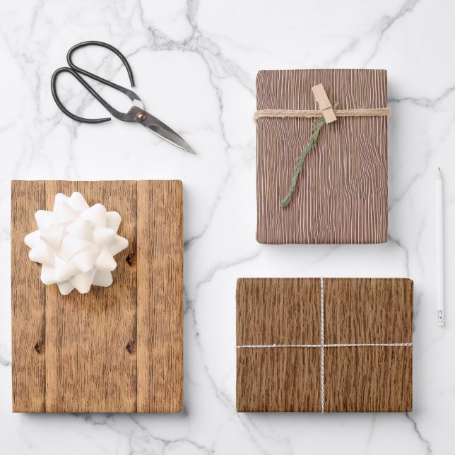 Rustic Wooden Gift Wrap -Wood Style Wrapping Paper (Front)