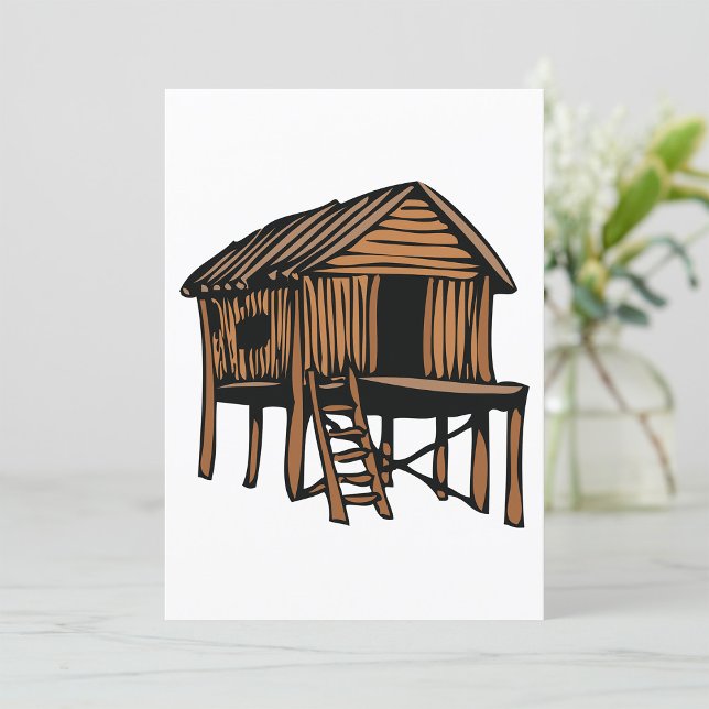 Rustic Wooden Hut Traditional Cabin on Stilts Invitation (Creator Uploaded)