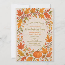 rustic wooden & hygge leaves friendsgiving party