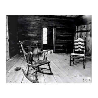 Rustic Wooden Interior with Empty Chairs Acrylic Print