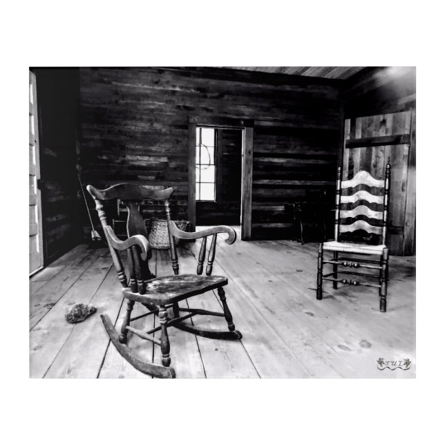 Rustic Wooden Interior with Empty Chairs Acrylic Print (Front)