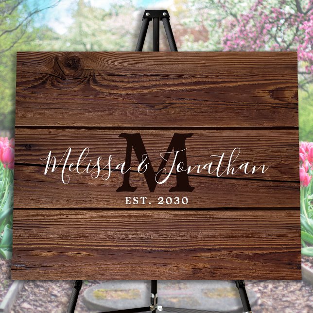 Rustic Wooden Monogram Wedding Guest Book Wood Wall Art (Creator Uploaded)