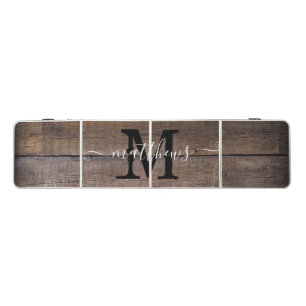 Rustic Wooden Pattern Monogrammed Party Custom Beer Pong Table