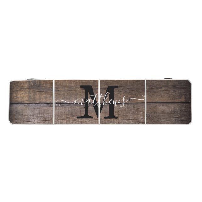Rustic Wooden Pattern Monogrammed Party Custom Beer Pong Table (Top)