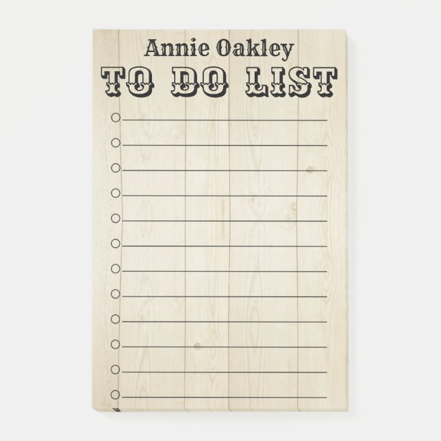 Rustic Wooden Personalized To Do List Note (Front)