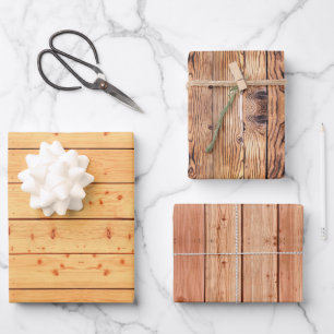 Rustic Wooden Plank Pattern - Vintage Tree Forest Wrapping Paper Sheets