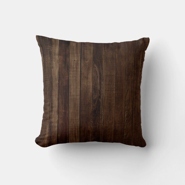 Rustic Wooden Plank Throw Pillow (Front)