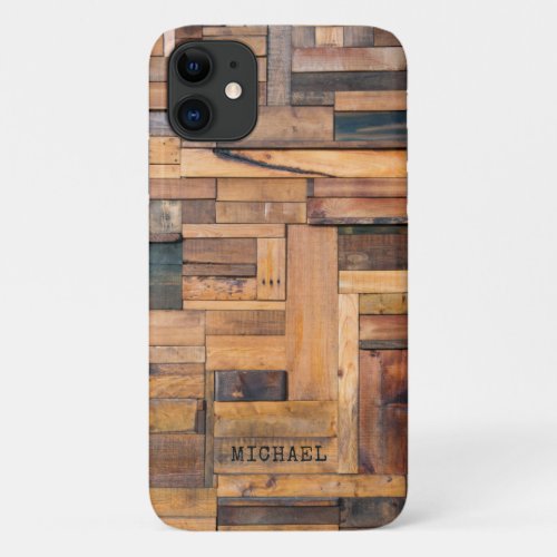 Rustic Wooden Planks Timber Personalized Name iPhone 11 Case