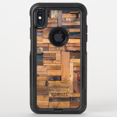 Rustic Wooden Planks Timber Personalized Name OtterBox Commuter iPhone XS Max Case