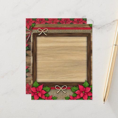 Rustic Wooden Poinsettia Frame Scrapbook Paper