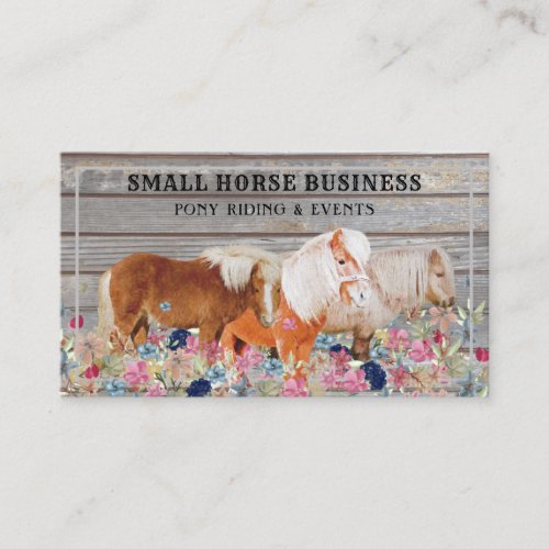 Rustic Wooden Ride Pony Floral Small Horse Business Card