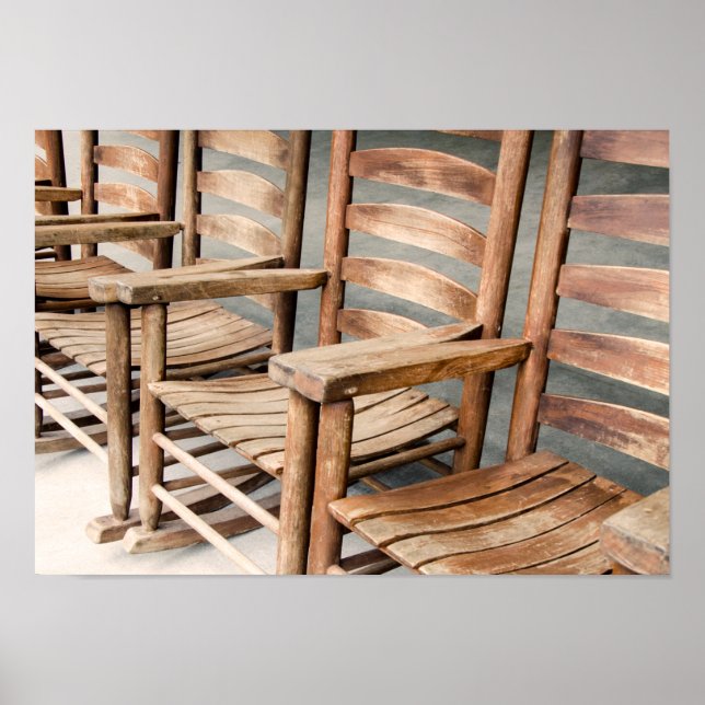 Rustic Wooden Rocking Chairs Poster (Front)