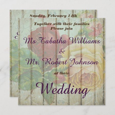 Rustic Wooden Roses Design Wedding Invitation