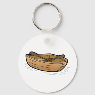 Rustic Wooden Rowboat on Water Keychain