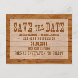 Rustic Wooden Save the Date Announcement Postcard