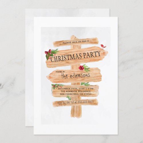 Rustic Wooden Signs | Festive Christmas Party Invitation - Create your own "Rustic Wooden Signs | Festive Christmas Party" invitations by Eugene Designs.