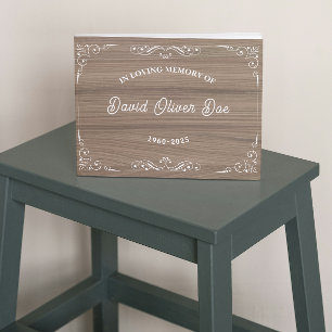 Rustic wooden Simple Custom Photo Text Memorial Guest Book