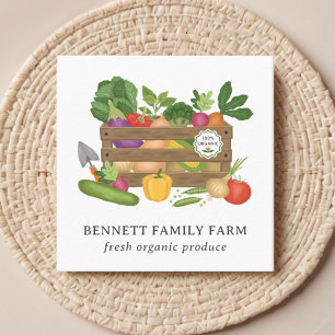 Rustic Wooden Vegetable Crate Farm Produce Square Business Card